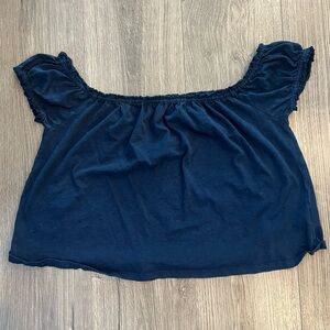 American Eagle Navy Blue Off-Shoulder Top
